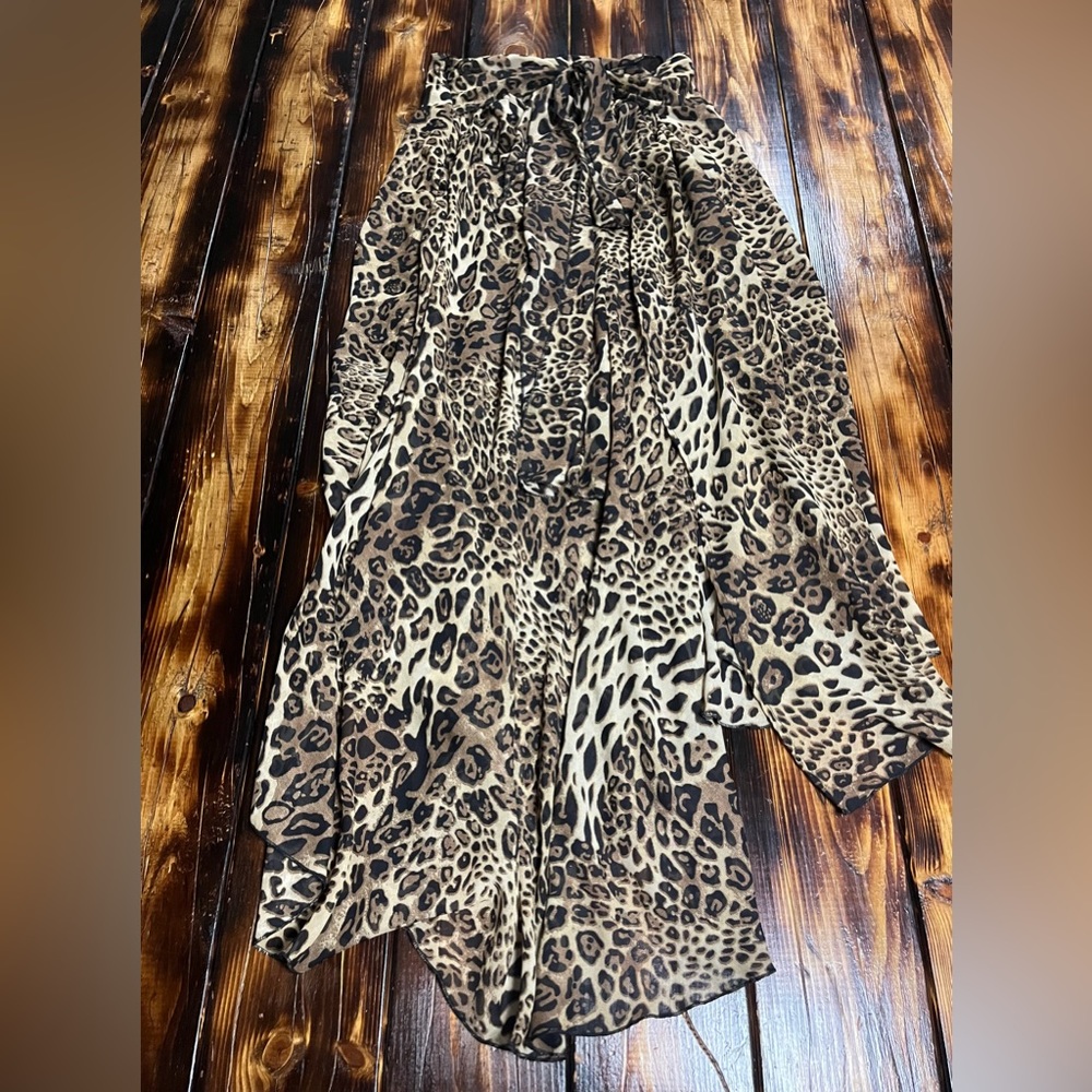 mesh leopard maxi skirt